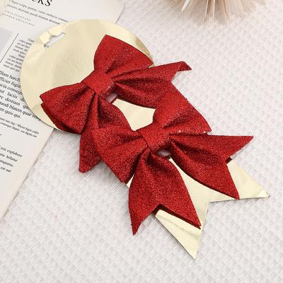 2pcs Christmas Decoration Sparkling Bow Xmas Tree Pendant Ornamenta Home Christmas New Year Party DIY Bows Decorations 12cm