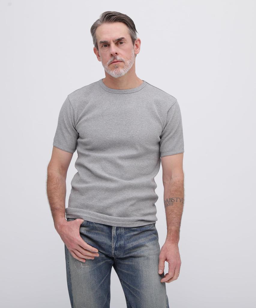 Avirex Official Mini Waffle Crew Neck Short 014 Gray T-Shirt, Sleeve, Men's XL, 6143150,