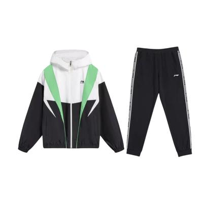 Li Ning Sports Lifestyle Series American Letter Hooded Drop Shoulder Loose Long Sleeve Elastic Waist Long Pants Casual Sports Suit AFDU033-1+YKLU333-1