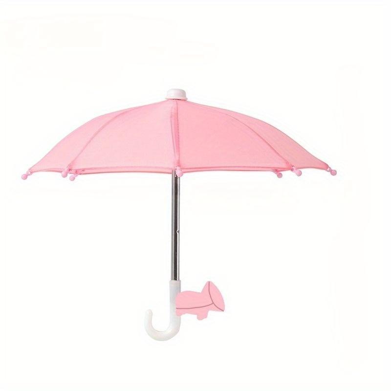 1Pc Mini Phone Umbrella with Pig Suction Cup Stand - Rain & Sun Shield for Smartphones, Reflective Screen Protector, Outdoor Use, Phone Protection