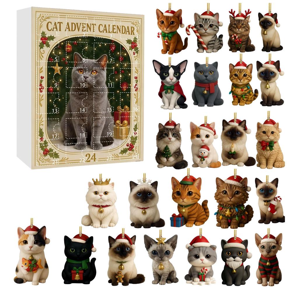 2D Cat Park Advent Calendar 2025 With 24 Surprise Figures Christmas Advent Calendar for Halloween And Christmas