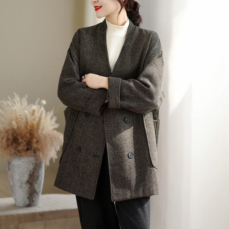 DIMANAF 2025 New Autumn Winter Plus Size Women Coats Jackets Thick Loose Casual Vintage Lady Outerwear