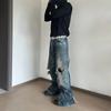 Roztřepená poškozená díra Pytlovité široké džíny pro muže a ženy Streetwear Neformální Ropa Hombre Džínové kalhoty Oversized Cargo Kalhoty