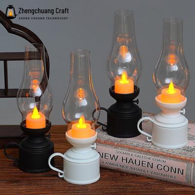 Vintage Petroleumlampe Dekorative Laterne mit Elektronischer Kerze für Hochzeiten und Atmosphärensimulation