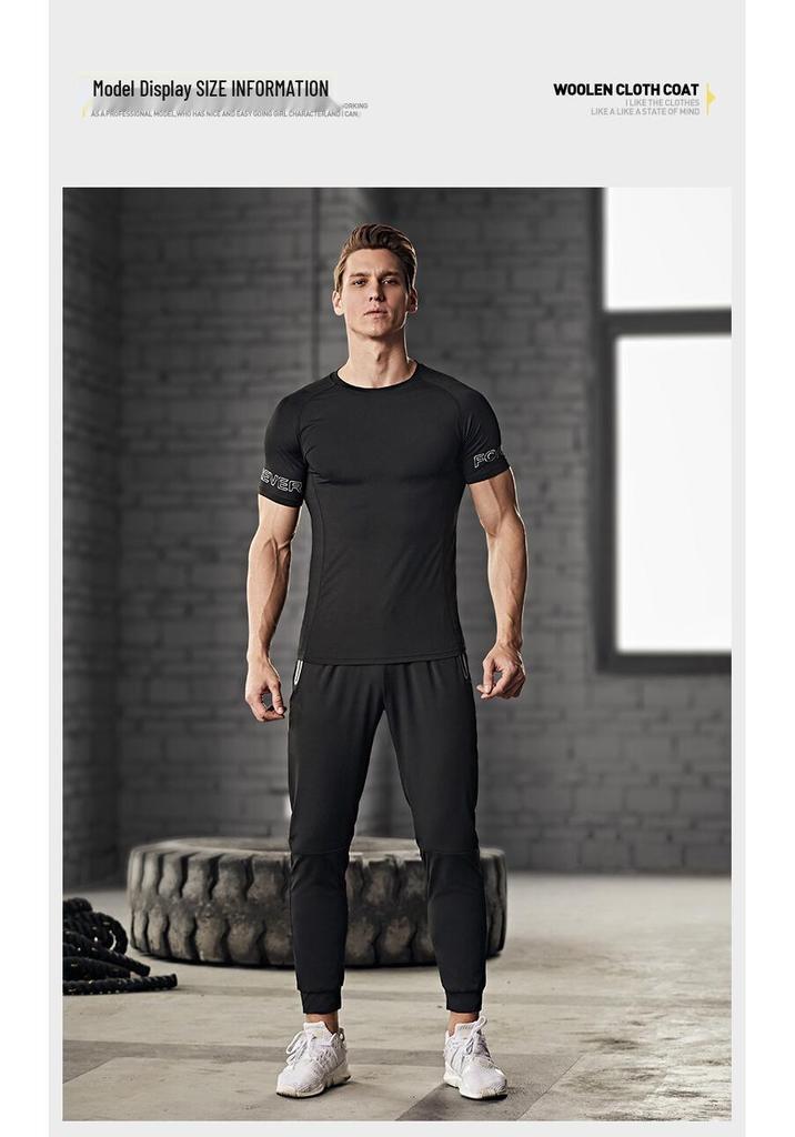 Men's Autumn Fitness Running Suit: Elastic, Tight-fitting, Breathable, Sweat-Wicking Gym Clothes.