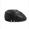 Beret Female  Pu Leather Ins British Retro Wild Painter Hat Temperament Leather Hat