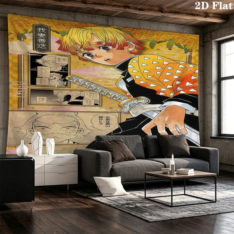 Demon Slayer Wall Tapestry Aesthetic Wall Hanging Printed Fabric Blanket Decorative Tapestries For Bedroom Living Room Home Decor