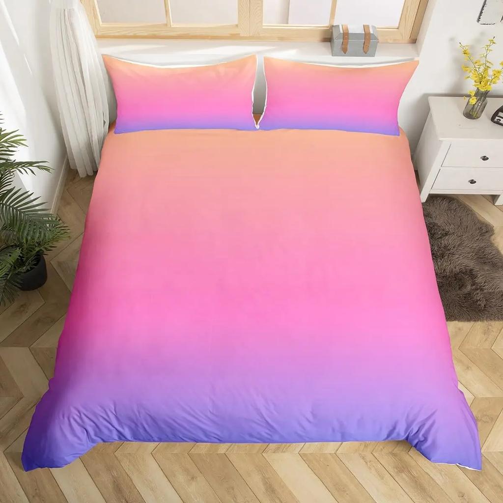 Dopamine Rainbow Stripe 3D Printed Duvet Cover Colorful Printed Bedding Light Luxury 3 Piece Set With 2 Pillowcases No Quilt