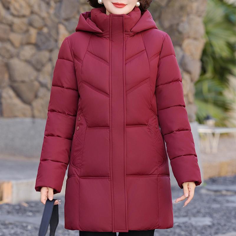 Plus Size 2XL-6XL Middle Age Women's Winter Jackets Hooded Elegant Loose Thick Warm Long Parkas Female Coats