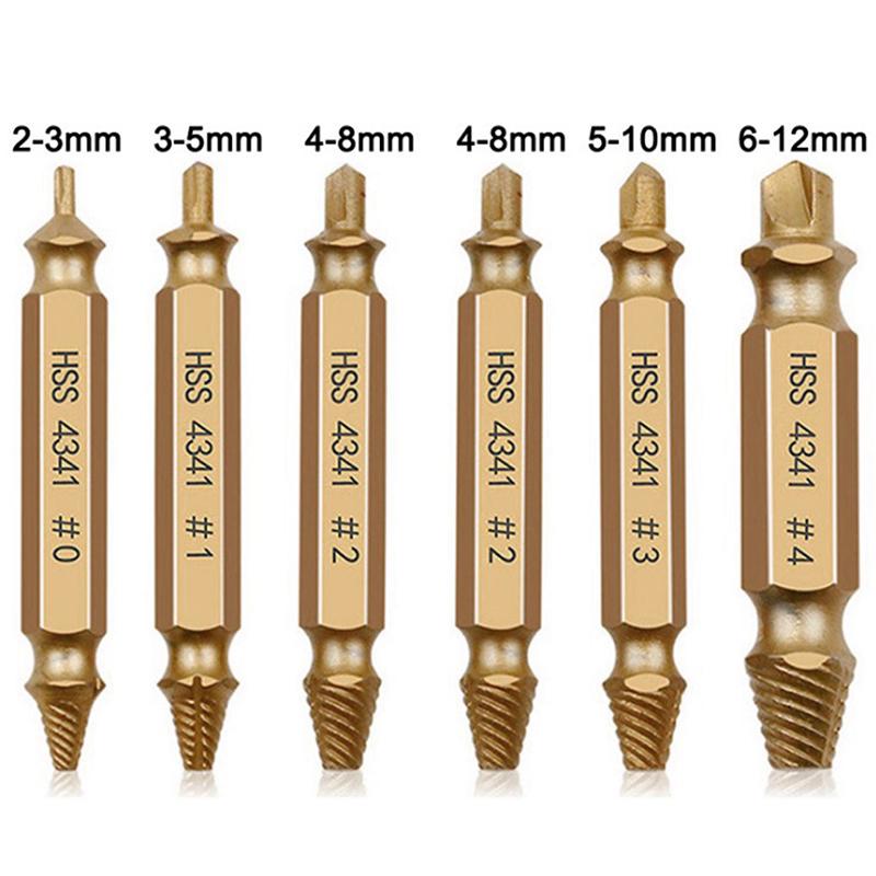 6Pcs Damaged Screw Extractor Drill Bits Broken Speed Out Easy Out Bolt Screw