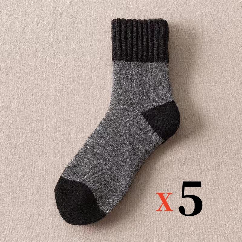 5Pairs/Lot Winter Warm Men's Woman Socks Super Thick Wool Solid Socks Merino Wool  Keep Warm Cold Resistant Snow Socks EU38-46