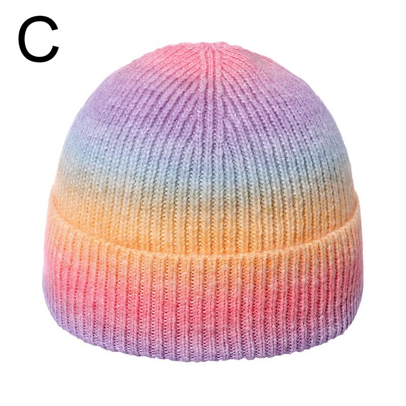 1Pc Ski Caps Thicken Knitted Hat Winter Hip Hop Slouchy Women/Men Soft Harajuku Style Outdoor Tie Dye Color