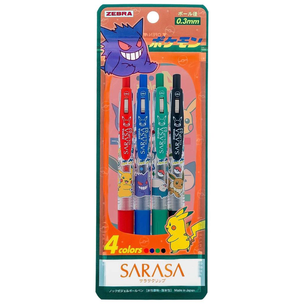 Showa Note Gel Ballpoint Sarasa 860729013 Pokémon Pen, Clip, 4-Color Set, 0.3mm,