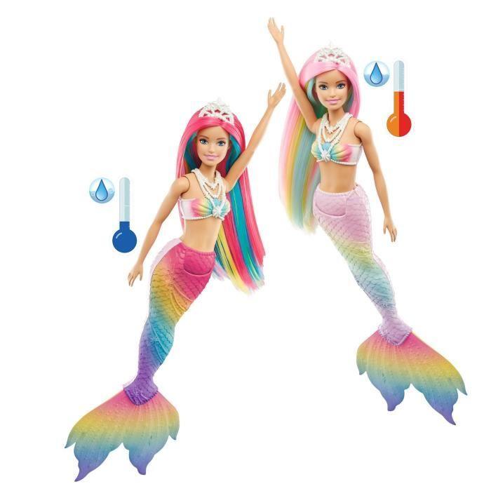 Barbie - Sirène Magique Arc-en-Ciel - Poupée - Dès 3 Ans