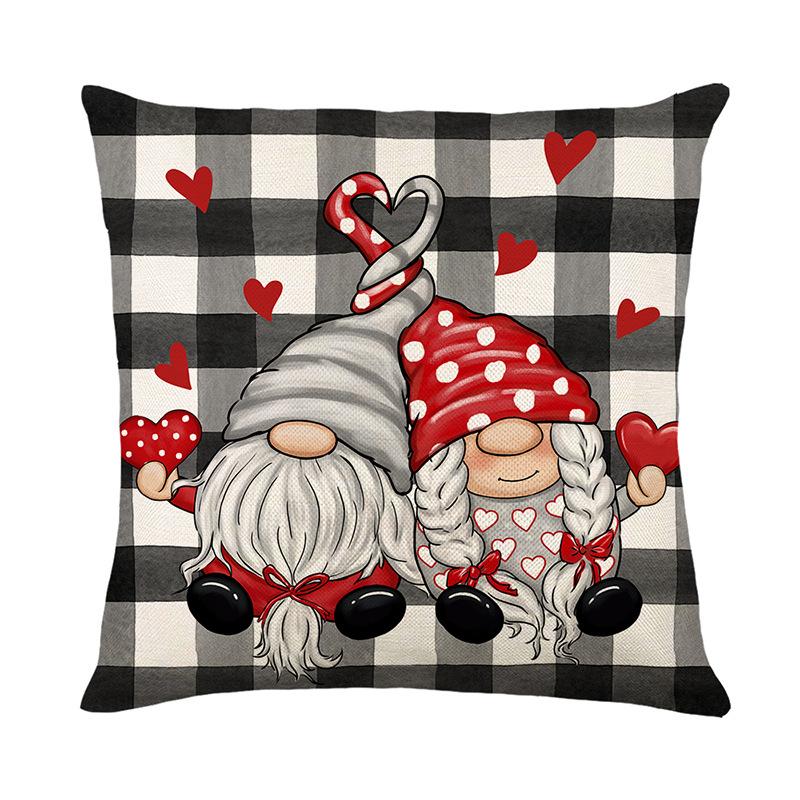 

Valentine s Day Black and White Checkered Print Cushion Cover New Home Sofa Decoration Cushion Cover Bedroom Cushion Cover 45 * 45Cm (without pillow core)