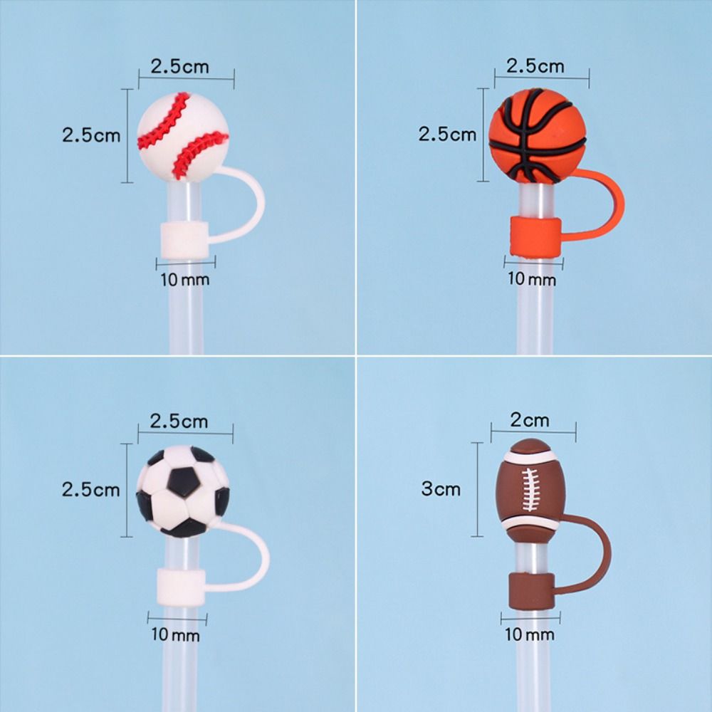 Silicone Dust Proof Straw Cap Ball Dust-Proof Protector Cap Cute Ball Straw Covers  For 10mm Straws