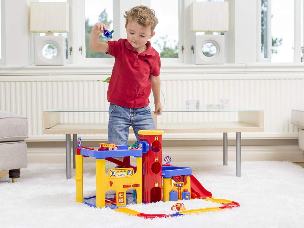 VIKING TOYS Viking City Parking Plus, 3-Story Parking Garage with Manual Elevator, Multicolor, Ages 1+, 156125