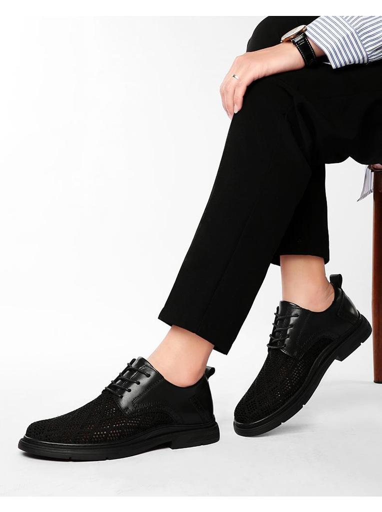 Men's Black Summer Strappy Sport Shoes with Breathable Flyknit Mesh & Lightweight Hollow Design