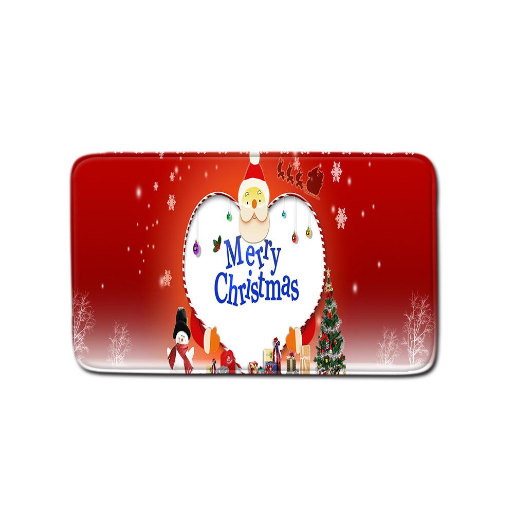 Christmas Bathroom Non-Slip Doormat Bathroom Waterproof Shower Curtain Toilet Floor Mat Four-Piece Shower Room Absorbent Carpet