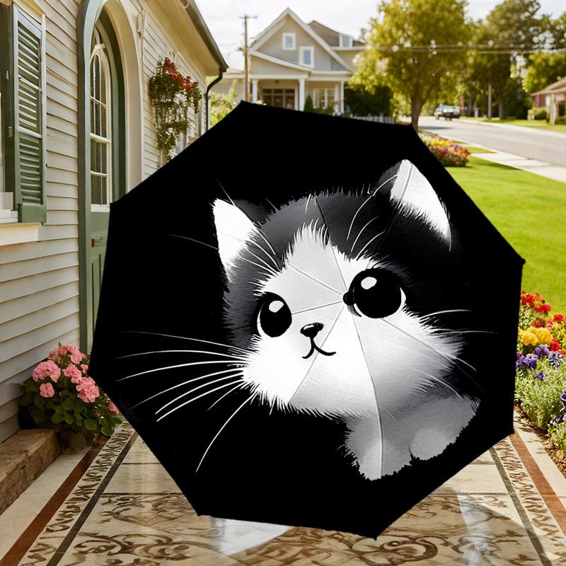 Adorable Kitten Print Umbrella   Automatic Opening & Closing, Outdoor Protection, Lightweight and Durable Travel Accessory 127