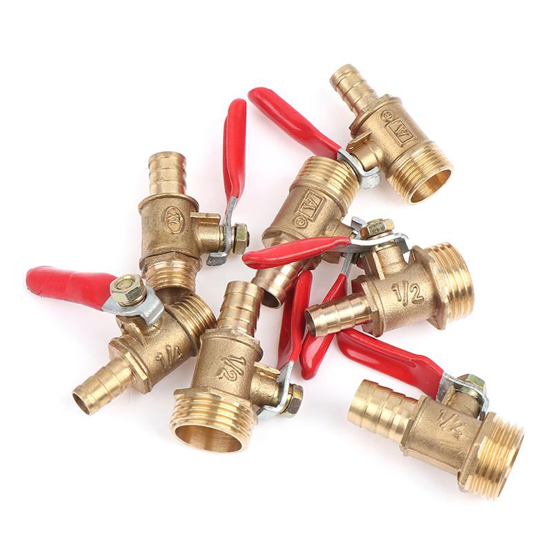 Brass Ball Valve Hose Barb 1/4" 3/8" 1/2" Bsp Male Thread Connector Pipe Adapter