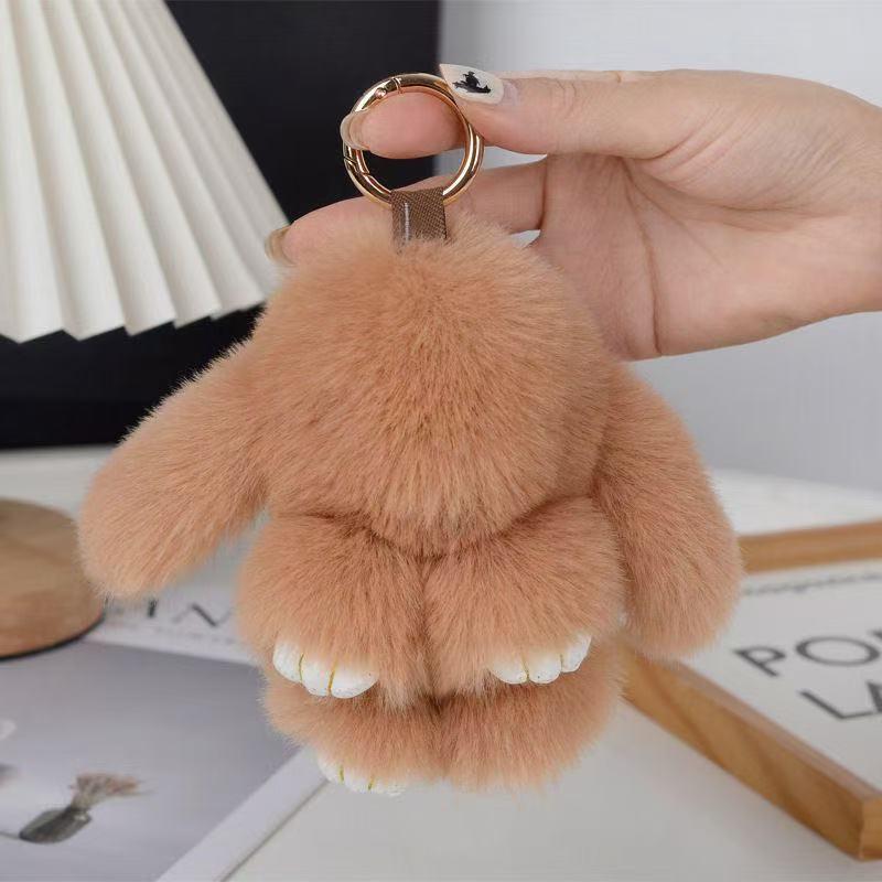 Plush Rabbit Fur Keychain: Cute Rabbit Ornament & Phone Charm