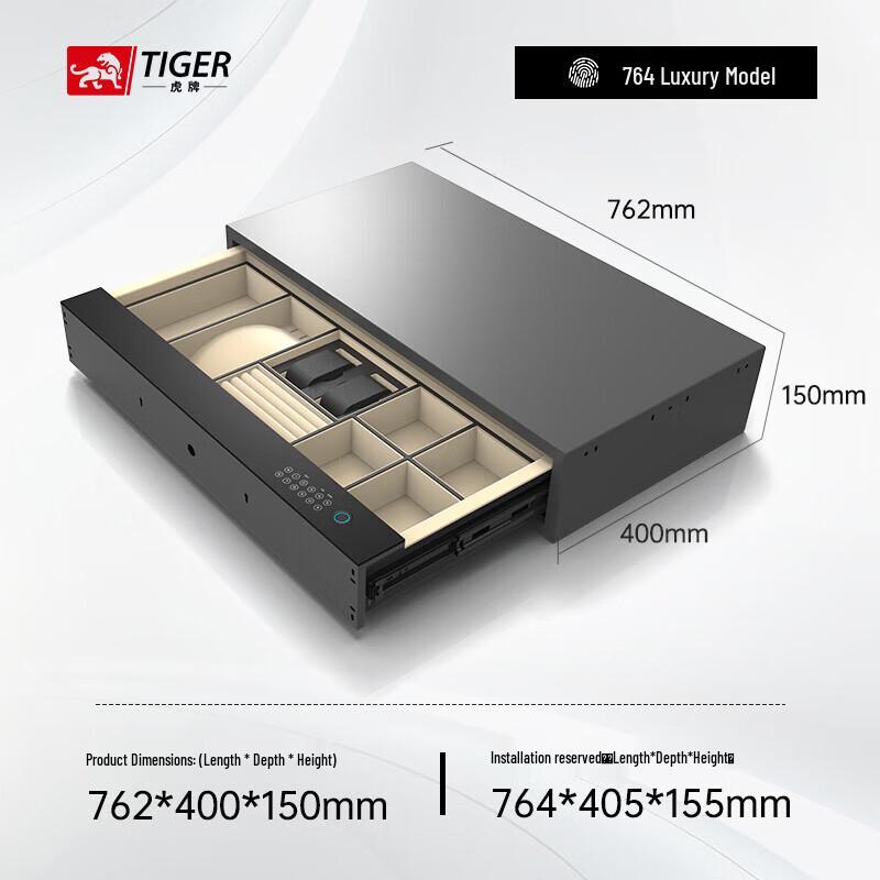 TIGER Hidden Drawer Safe with Fingerprint Lock