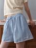 Elssibeui Cherry Check Banding Shorts_Skyblue