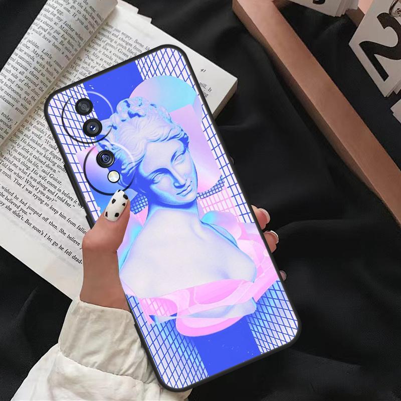 Great Wave Retro Cyber Statue For Honor Magic 5 6 7 8 Pro Case For Honor 200 400 70 90 Lite X8c X8b X9a X9b X9c X9d Win RT
