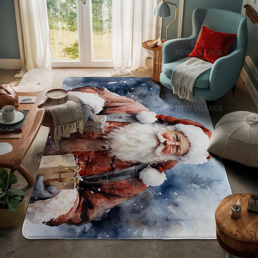 House Entrance Carpet Home Door Mat Living Room Bath Foot Bathroom Non-slip Water Absorption Rugs Bath Merry Christmas Winter