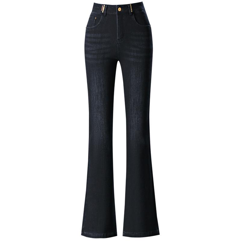 2024 High-Waisted, Fleece-Lined Slim Fit Micro Flare Jeans for Autumn and Winter