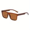New Men Driving Square Sunglasses Wood Grain Spring Hinges Eyeglasses Protection Unisex Outdoor Daily Eyewear UV400