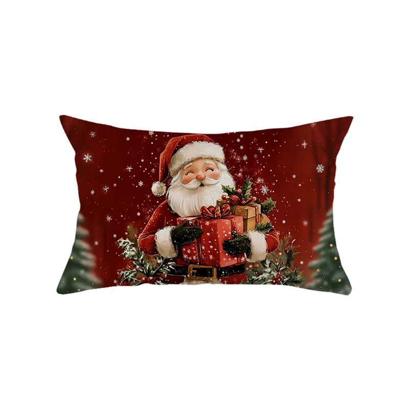

Christmas Atmosphere Pillow Cover Santa Claus Home Snow Scene Print Sofa Bedside Decoration Cushion Cover 30 * 50Cm (excluding pillow core)