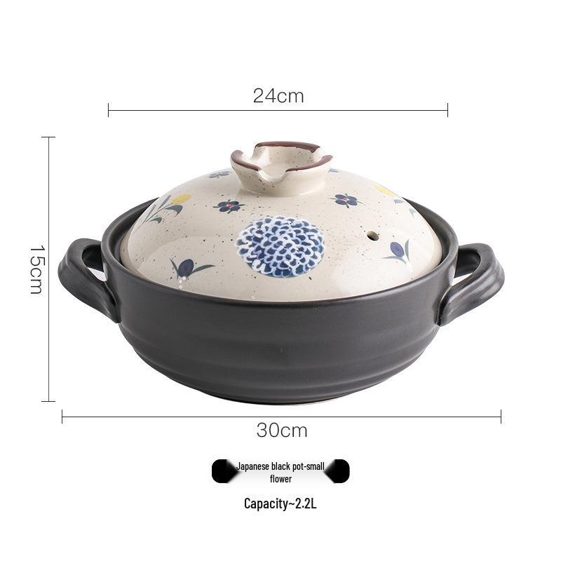 High-Temperature Resistant Hand-Painted Japanese Stew Pot - Ceramic Casserole with Lid