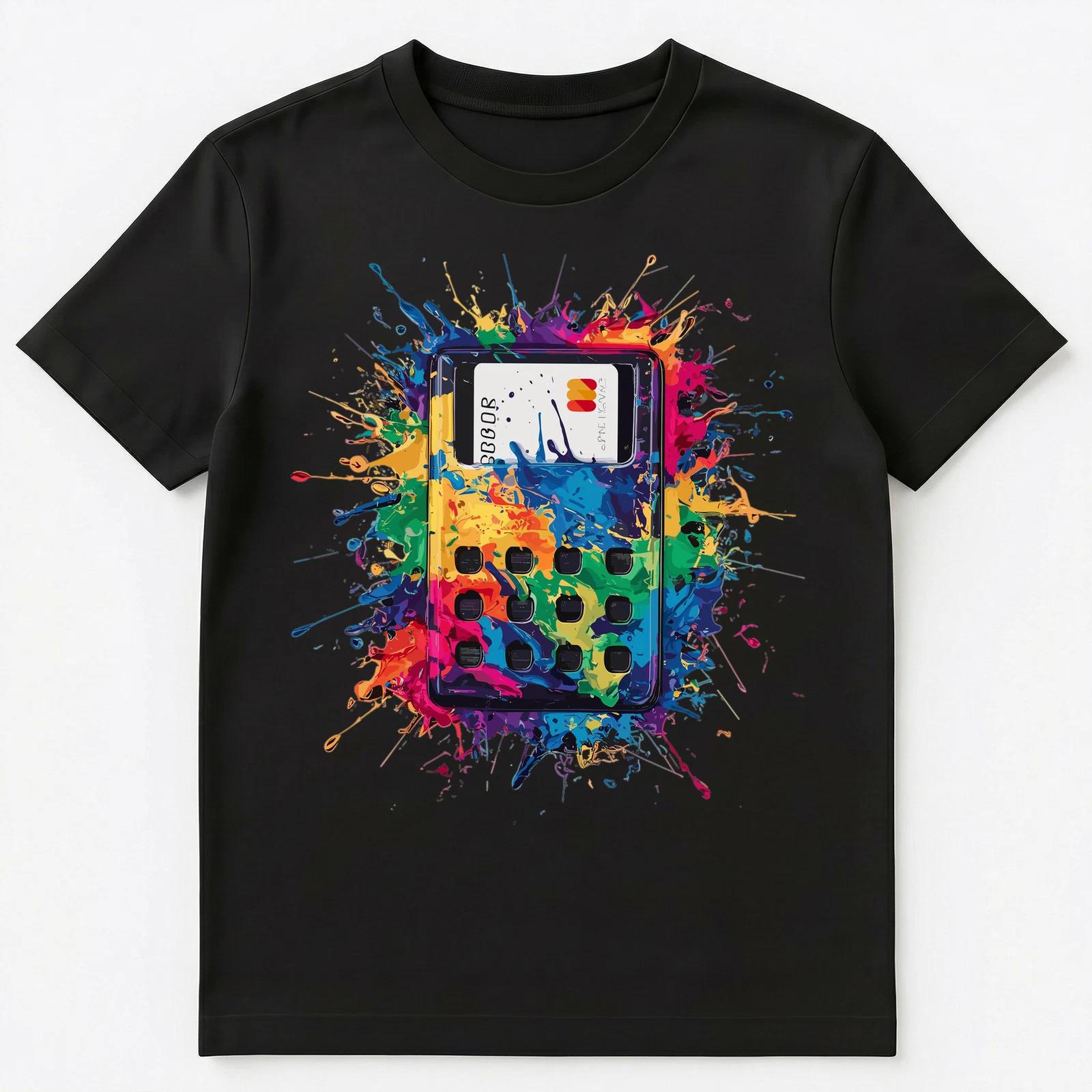 

Colorful Paint Splash Card Reader Machine Art Graphic Unisex T-Shirt S