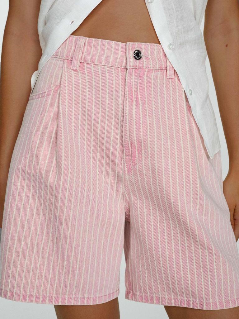 Women's High Waist Striped Plus Size Denim Shorts