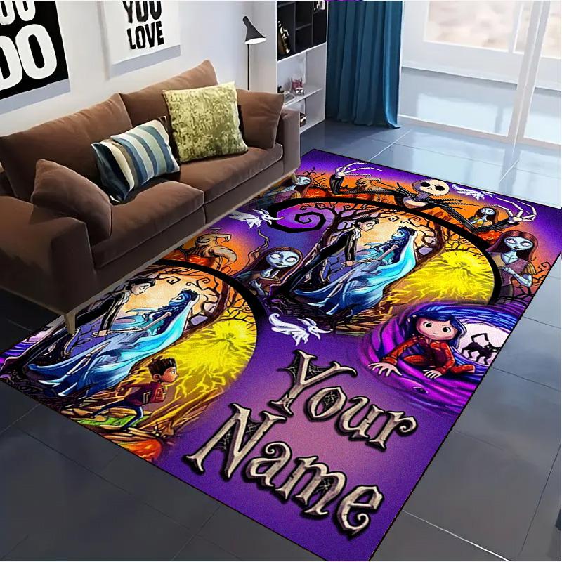 Name Custom Cartoon Coraline Carpet Rug for Living Room Bedroom Home Sofa Decoration,Kids play Non-slip Floor Mat