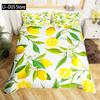 Nature Bedspread Lemon Tree Branches Gardening Design Decorative Quilted 3 Piece Coverlet Set with 2 Pillow Shams Full Size