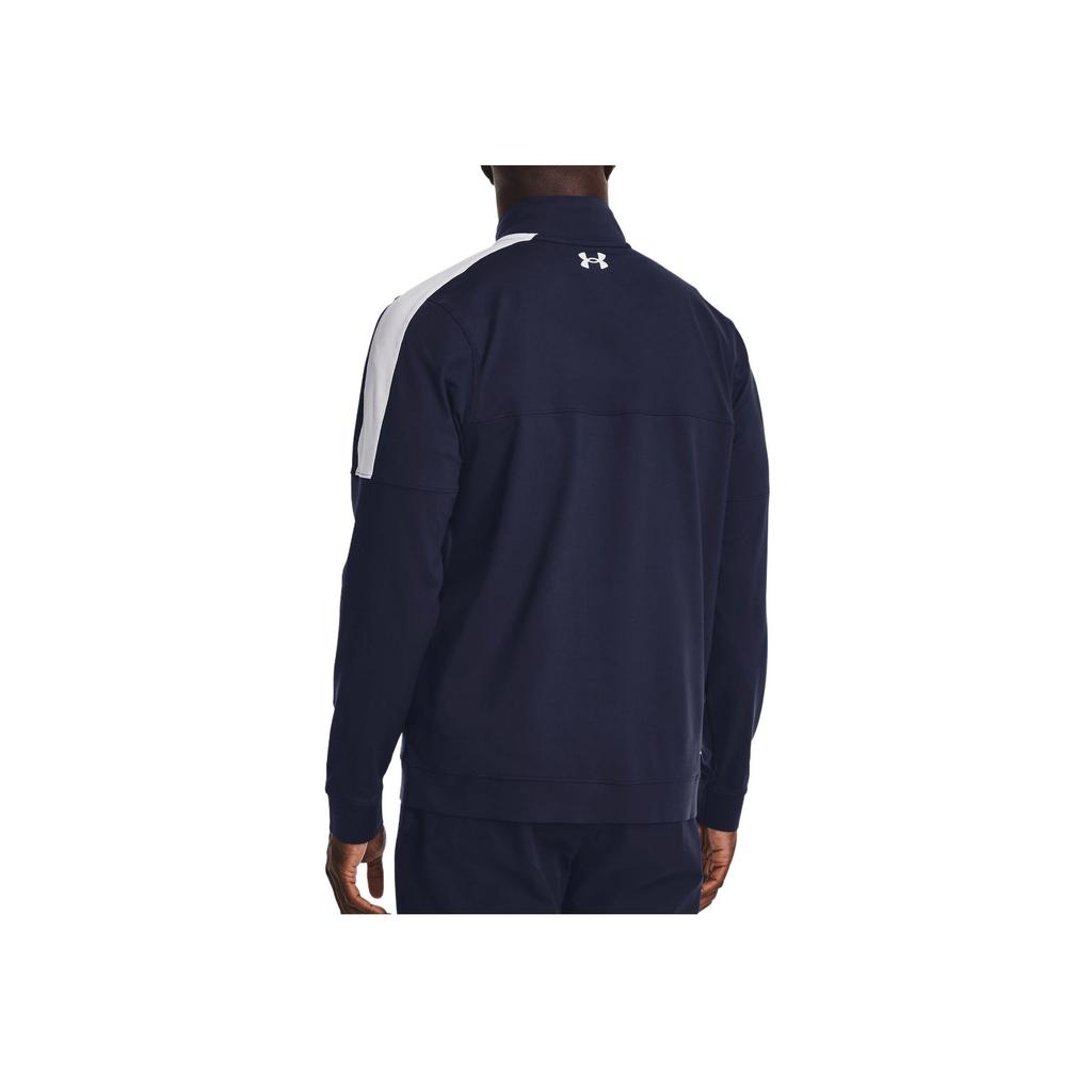 Under Armour Logo Zip Retro Sports Stand Collar Long Sleeve Work Jacket Men Jacket Navy-Blue 1377399-410