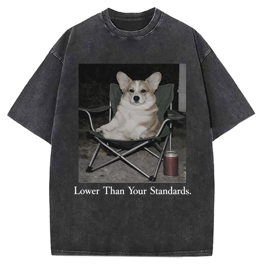 Funny Smoking Dog Cooking Tshrit Vintage Washed Tshirt S Oversized Loose Cotton Harajuku Tee Shirts Casual Streetwear Unisex