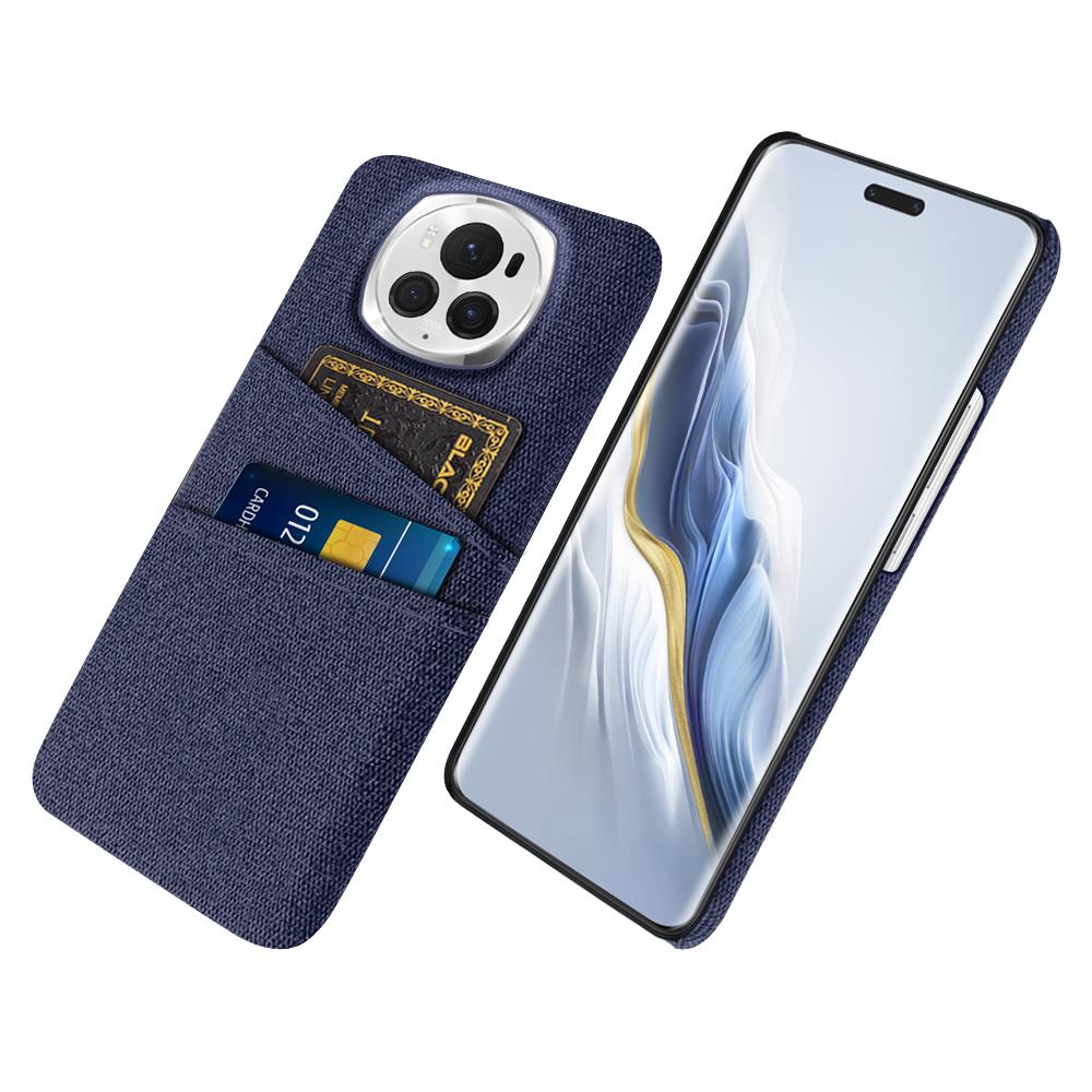 For Honor Magic6 Pro 5G Cloth Texture Phone Case Dual Card Holder PC Cover