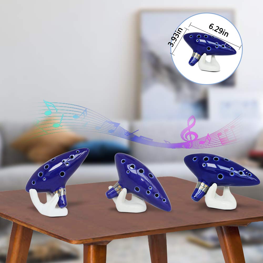 SENHAI Zelda Ocarina Instrument, Ceramic Tube, Neck Strap Cord and Songbook, 12-Hole Alto C Zelda Ocarinas, Gift Box, Hand-Shaped Display Stand, and
