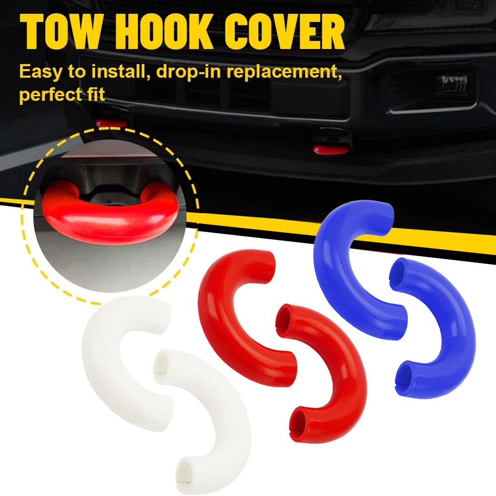 2PCS Trailer Hook Cover Tow Truck Hook Ring Traction Hitch Silicone Cover for Ford F150 2004-2024 Automotive External Accessory
