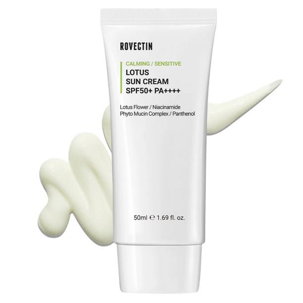 Rovectin Calming Sensitive Lotus Sun Cream SPF50+ PA++++ 50ml, Nourishing, Moisturizing, Korean Cosmetics, Kbeauty