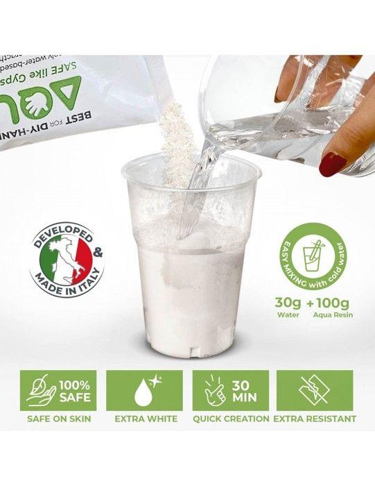 AQUA RESIN – Prémiová sádra Alpha 1 kg | Saténový porcelánový efekt, Bezpečná a netoxická | Bílá, Odolná a přizpůsobitelná