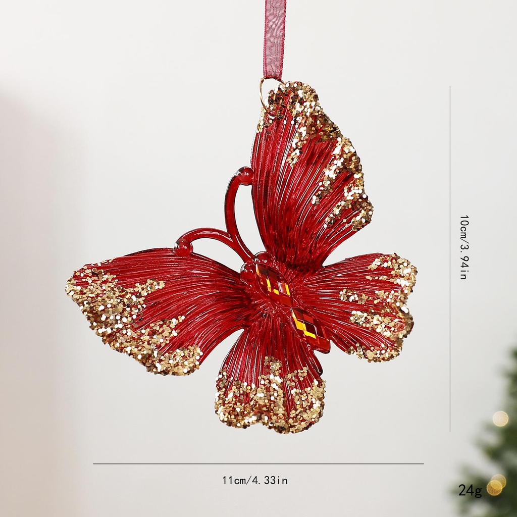 Wine Red Semi-Transparent Christmas Wreath Bow Bell Ornament