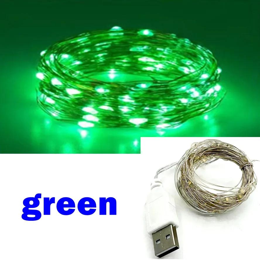5 ks Vianočné USB LED reťazové svetlo Medený drôt Rozprávkové girlandové svetlo Farebné Svadobná párty Sviatok Vonkajšie Kempingové osvetlenie