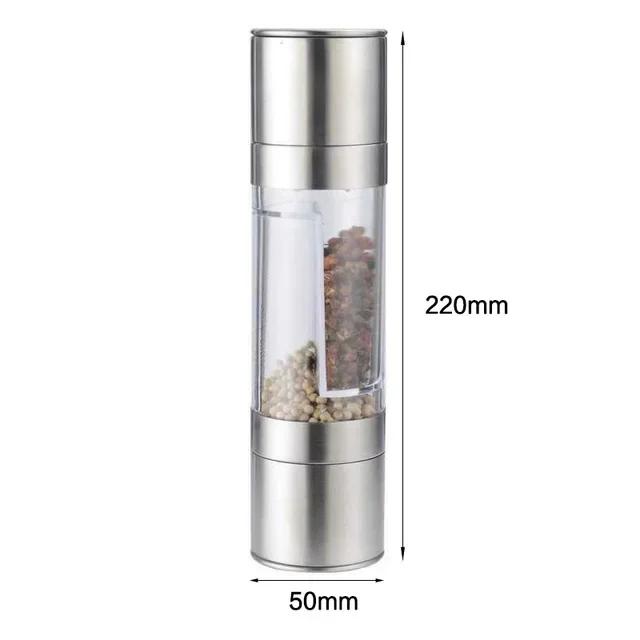 Pepper Grinder 2 in 1 Stainless Steel Manual Spice Salt and Pepper Mill Kitchen Tools Accessories for Cooking
