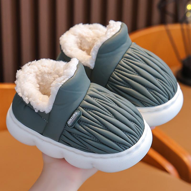 

Детские хлопковые тапочки зимние для дома с плюшевой подошвой Size 44/45