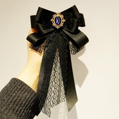 Černá Pamětní Černá Stuha Mašlička Brož Polyester Vintage Křišťálové Kamínky Šperk Motýlek Ozdoba Výstřihu Špendlík
